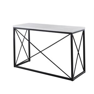 Pemberly Row Transitional White Marble Top Rectangle Sofa Table