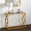 Pemberly Row Traditional Art Deco Metal Brass and Gold Finish Console Table