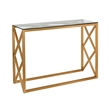 Pemberly Row Traditional Art Deco Metal Brass and Gold Finish Console Table