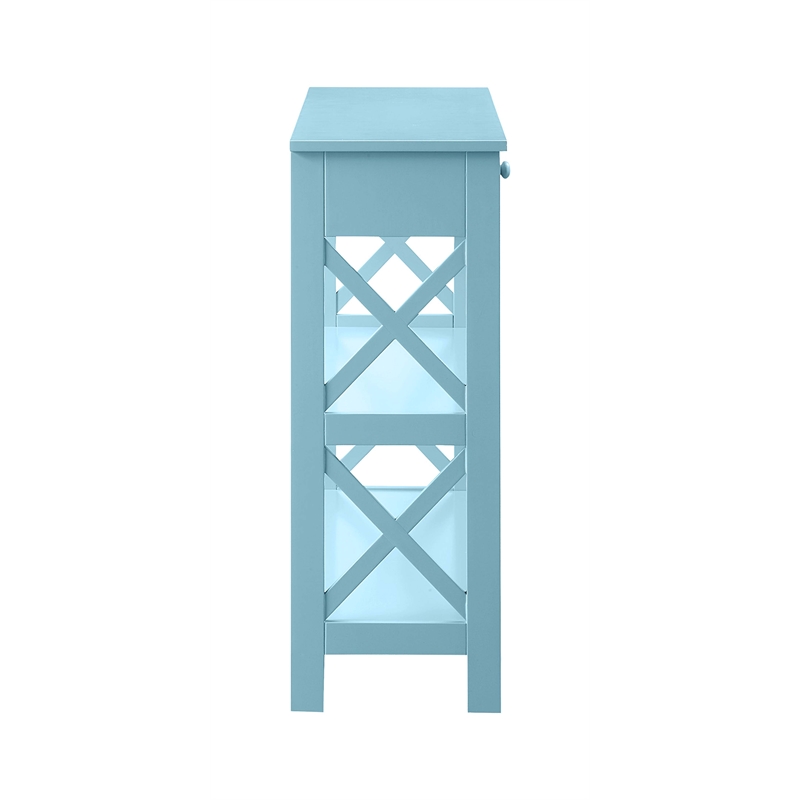 Pemberly Row Transitional One-Drawer Console Table in Seafoam Blue Wood Finish