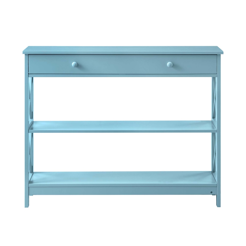 Pemberly Row Transitional One-Drawer Console Table in Seafoam Blue Wood Finish