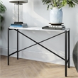 Pemberly Row Traditional Faux Marble Top Console Table in Black Matte