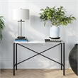 Pemberly Row Traditional Faux Marble Top Console Table in Black Matte