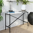 Pemberly Row Traditional Faux Marble Top Console Table in Black Matte