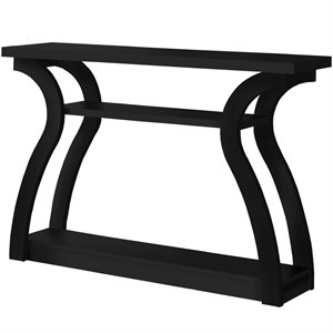 Pemberly Row Modern 47&quot Wooden Curved Base Entryway Hall Console Table in Black