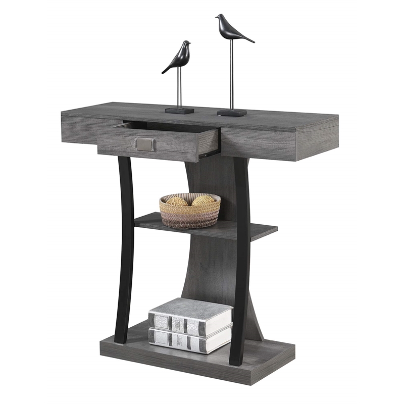 Pemberly Row Transitional Console Table in Gray Wood Finish