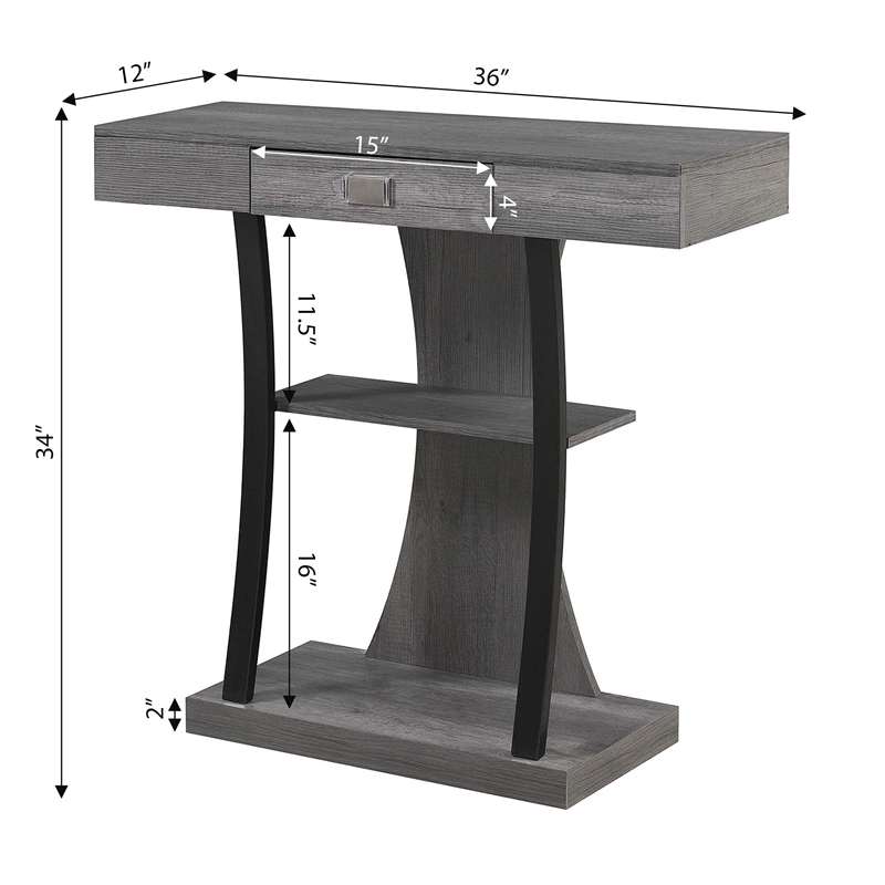 Pemberly Row Transitional Console Table in Gray Wood Finish
