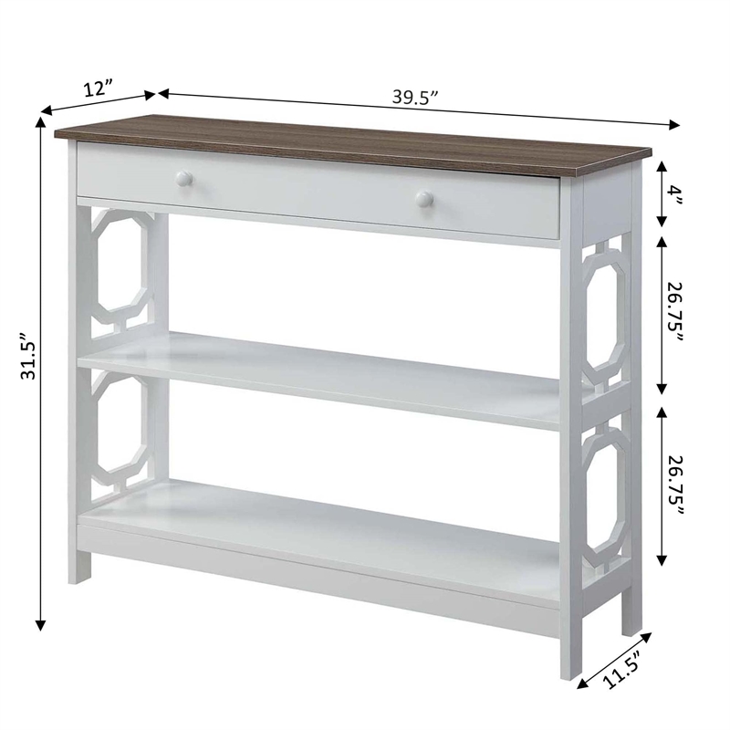 Pemberly Row Contemporary One-Drawer Console Table in Espresso and White Wood