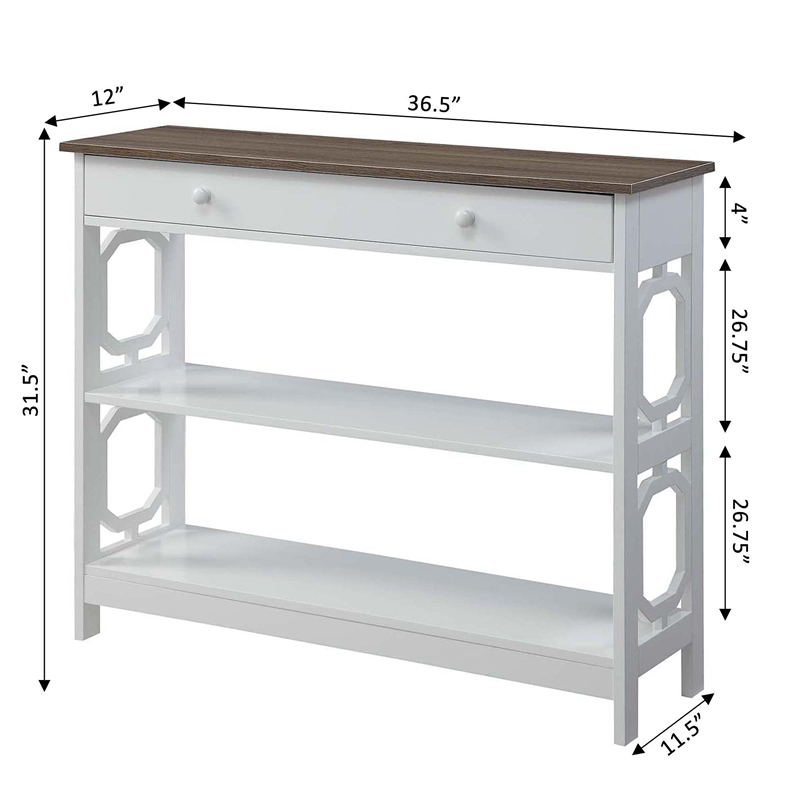 Pemberly Row Contemporary One-Drawer Console Table in Espresso and White Wood