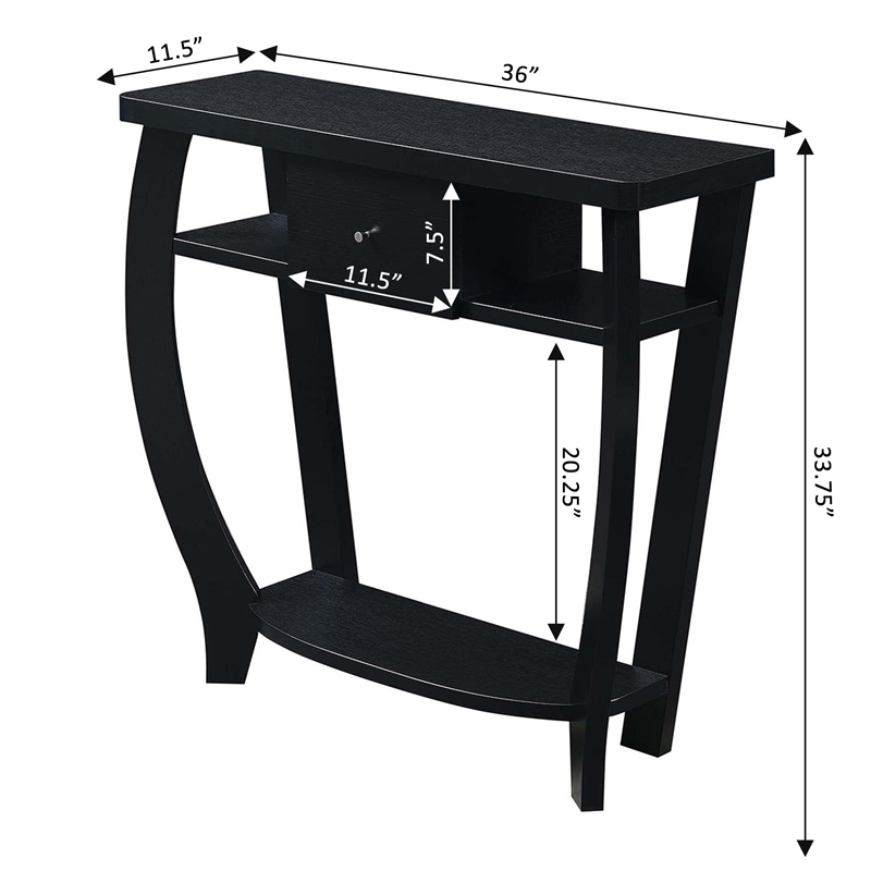 Pemberly Row Contemporary Console Table in Black Wood Finish