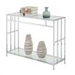 Pemberly Row Contemporary Console Table in Mirrored Glass and Chrome Frame