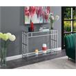 Pemberly Row Contemporary Console Table in Mirrored Glass and Chrome Frame