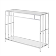 Pemberly Row Contemporary Console Table in Mirrored Glass and Chrome Frame