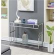Pemberly Row Contemporary Console Table in Mirrored Glass and Chrome Frame