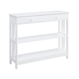 Pemberly Row Transitional Mission One-Drawer Console Table in White Wood Finish