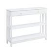 Pemberly Row Transitional Mission One-Drawer Console Table in White Wood Finish