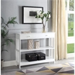 Pemberly Row Transitional Mission One-Drawer Console Table in White Wood Finish