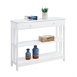 Pemberly Row Transitional Mission One-Drawer Console Table in White Wood Finish