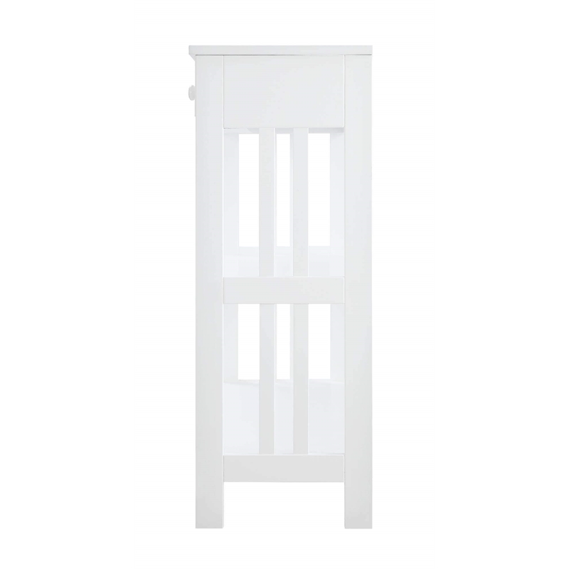 Pemberly Row Transitional Mission One-Drawer Console Table in White Wood Finish