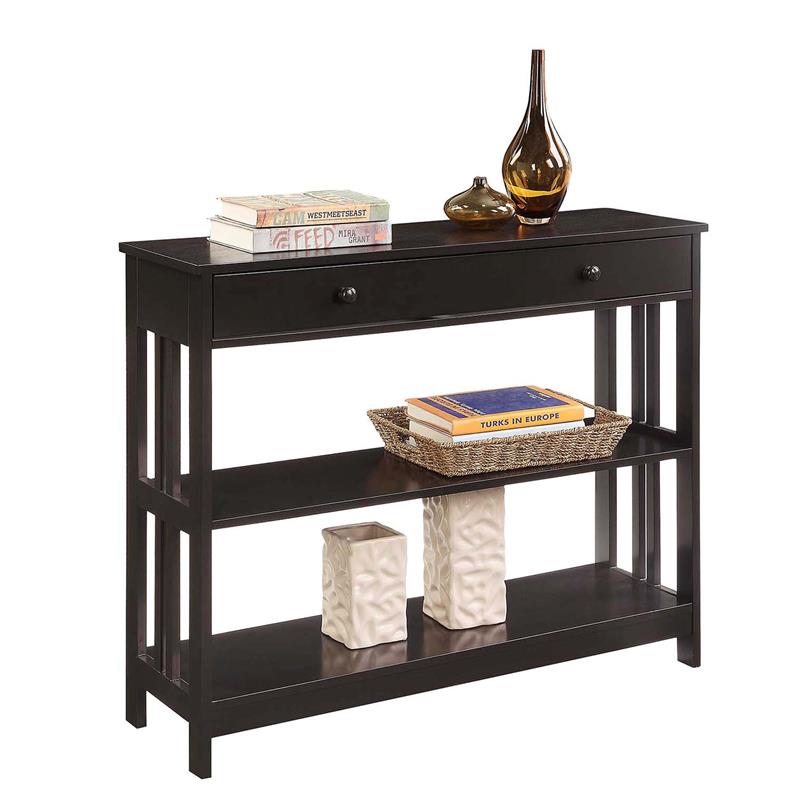 Pemberly Row Transitional One-Drawer Console Table in Espresso Wood Finish