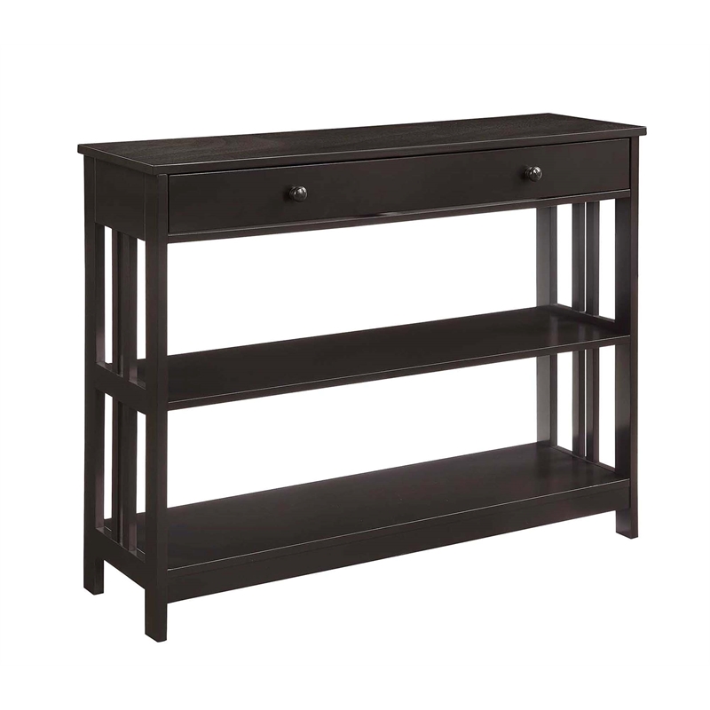 Pemberly Row Transitional One-Drawer Console Table in Espresso Wood Finish