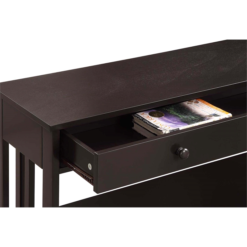 Pemberly Row Transitional One-Drawer Console Table in Espresso Wood Finish