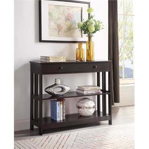 Pemberly Row Transitional One-Drawer Console Table in Espresso Wood Finish