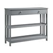 Pemberly Row Transitional Mission One-Drawer Console Table in Gray Wood Finish