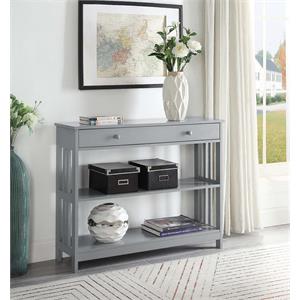 Pemberly Row Transitional Mission One-Drawer Console Table in Gray Wood Finish