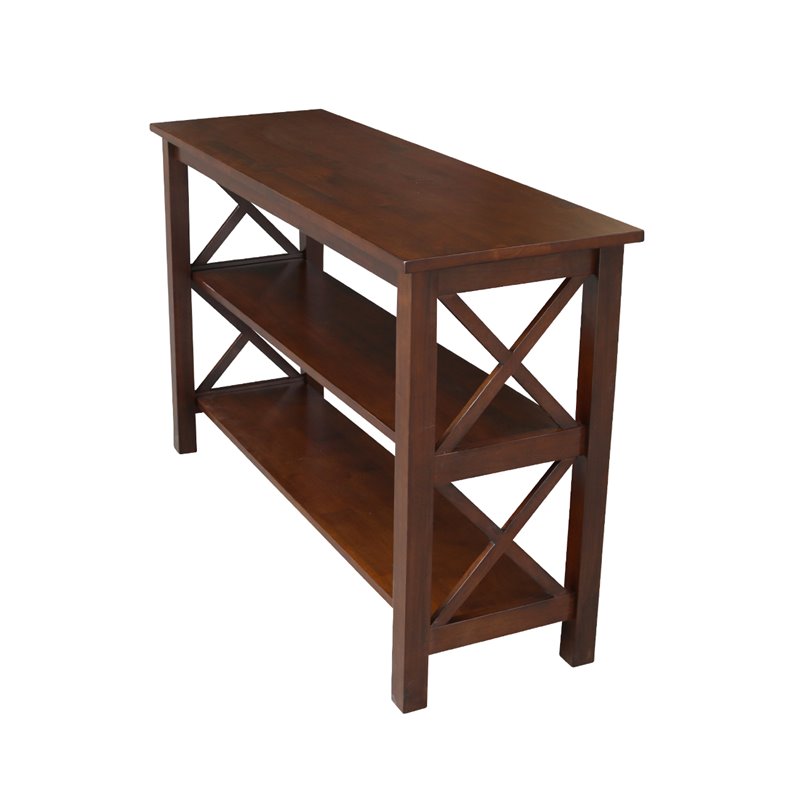 Pemberly Row Wood Traditional Console Table in Mahogany