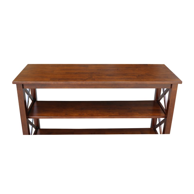 Pemberly Row Wood Traditional Console Table in Mahogany