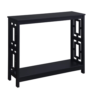 Pemberly Row Contemporary Console Table in Black Wood Finish