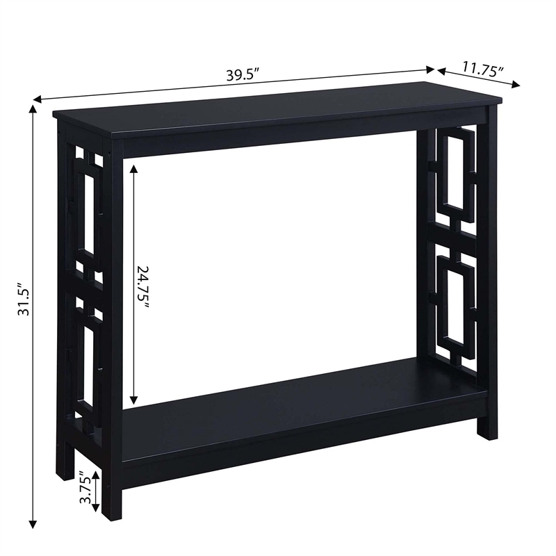 Pemberly Row Contemporary Console Table in Black Wood Finish
