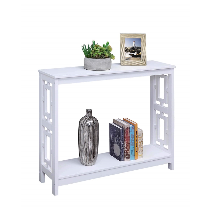 Pemberly Row Contemporary Console Table in White Wood Finish