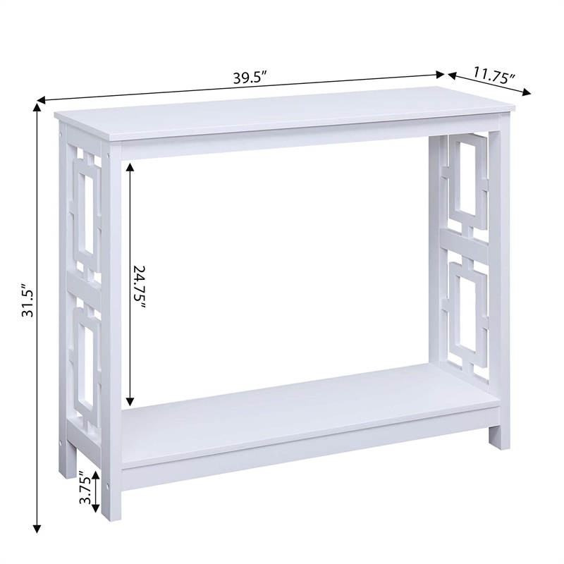 Pemberly Row Contemporary Console Table in White Wood Finish