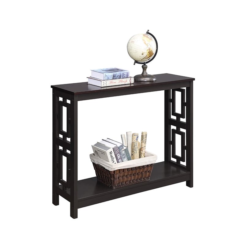 Pemberly Row Contemporary Console Table in Espresso Wood Finish