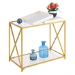 Pemberly Row Contemporary Console Table in Gold Metal Frame
