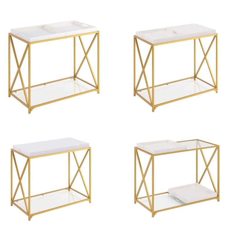 Pemberly Row Contemporary Console Table in Gold Metal Frame