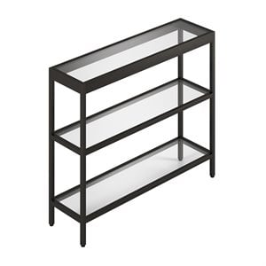 Pemberly Row Traditional 36&quot Metal 3-Shelf Console Table in Black and Bronze