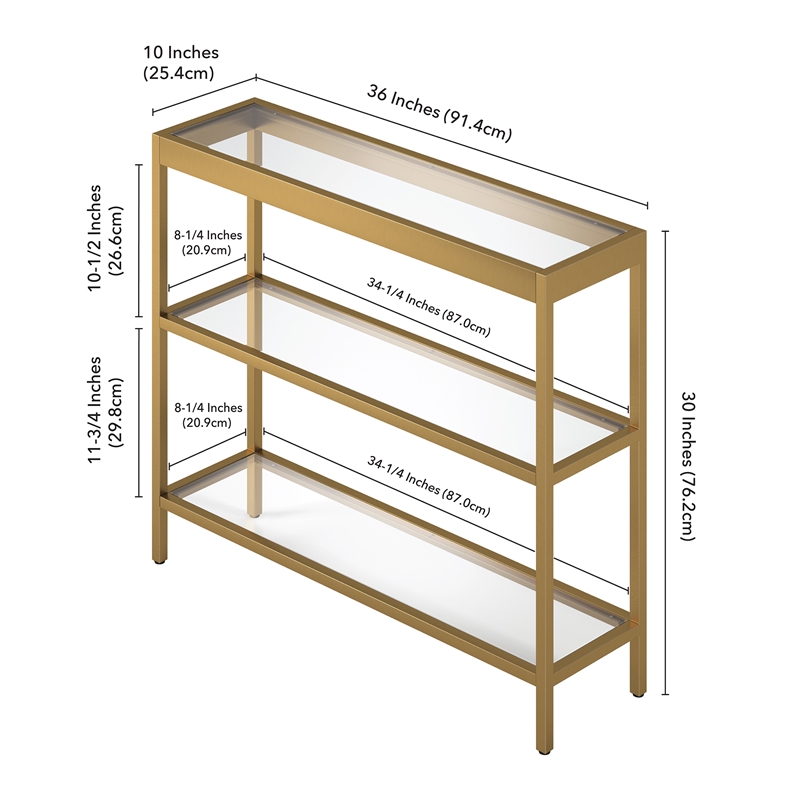 Pemberley Row Metal Brass Console Table Rectangular 36