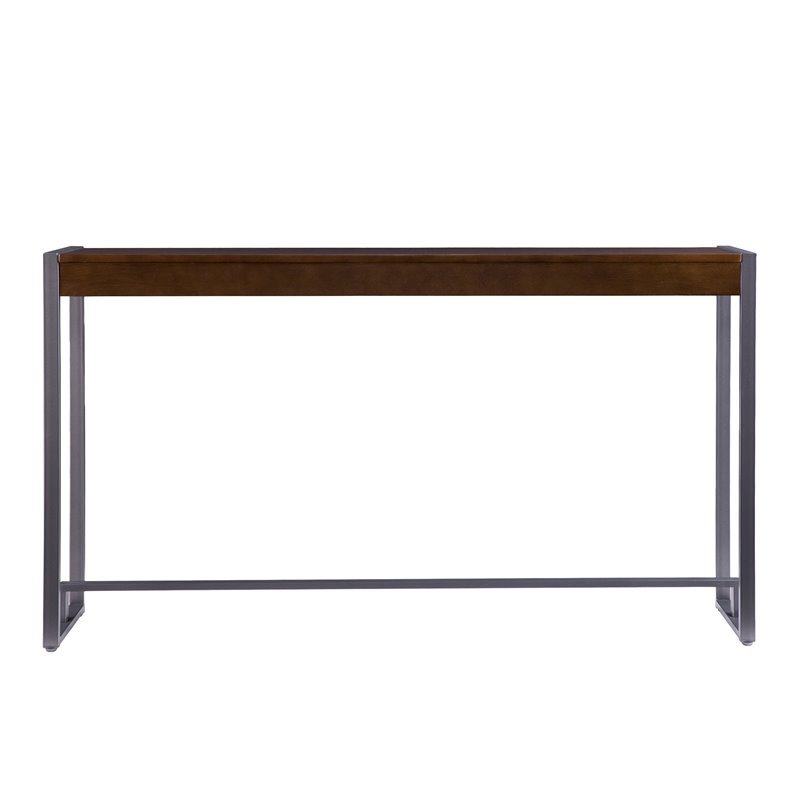 Pemberly Row Transitional Console in Dark Tobacco and Gunmetal Gray