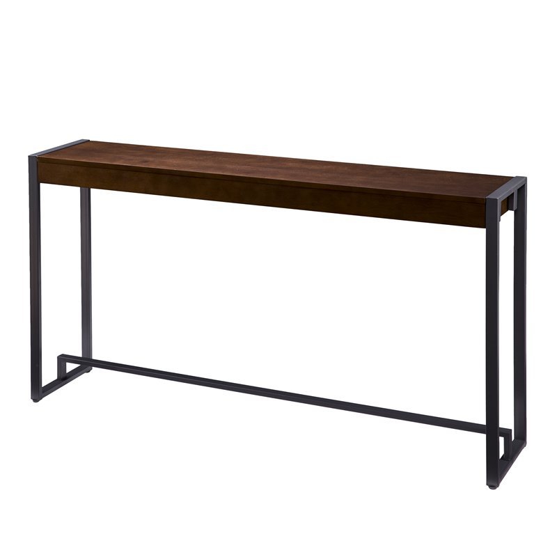 Pemberly Row Transitional Console in Dark Tobacco and Gunmetal Gray