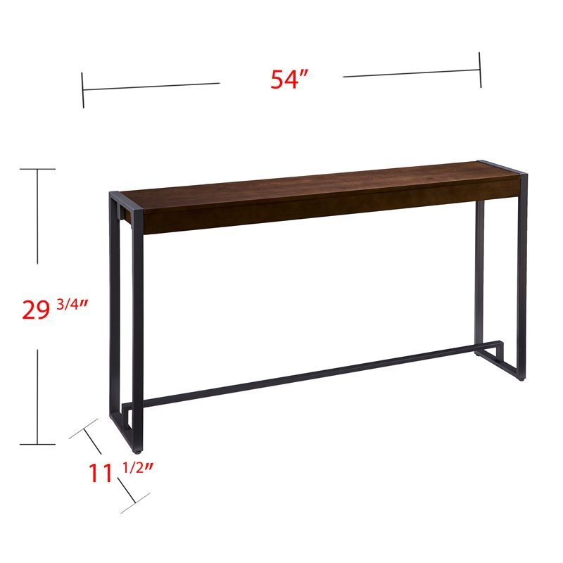 Pemberly Row Transitional Console in Dark Tobacco and Gunmetal Gray