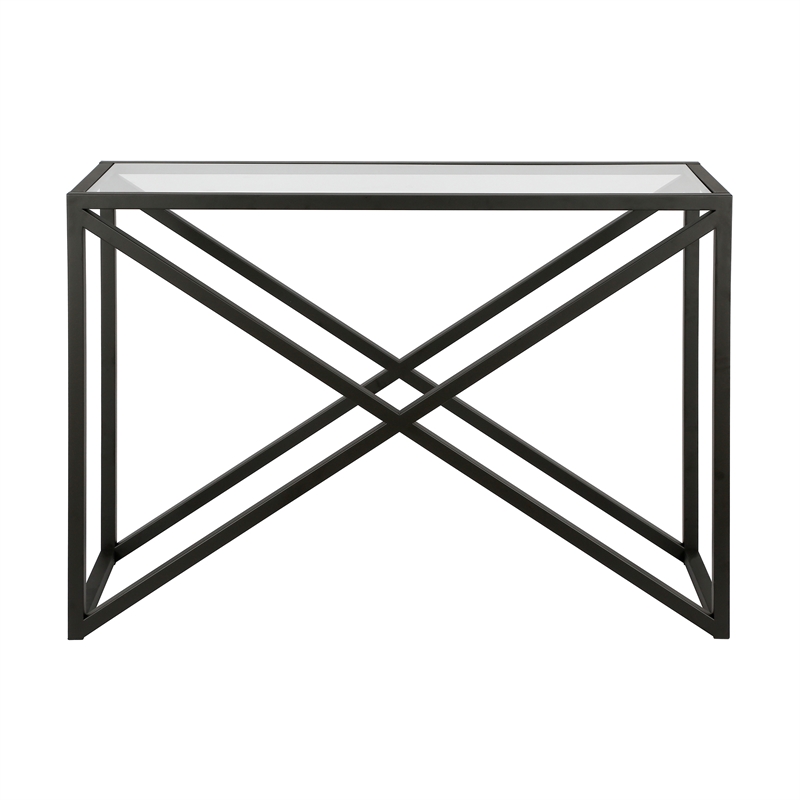 Pemberly Row Traditional 30' Geometric Metal Console Table in Black and Bronze