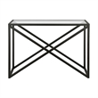 Pemberly Row Traditional 30' Geometric Metal Console Table in Black and Bronze