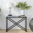 Pemberly Row Traditional 30' Geometric Metal Console Table in Black and Bronze