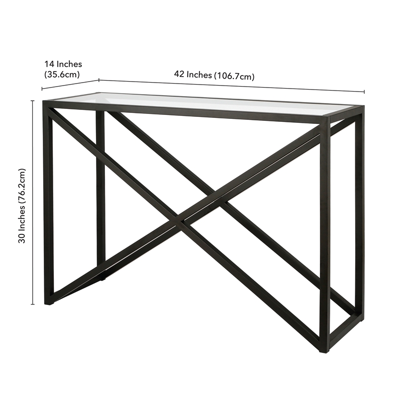 Pemberly Row Traditional 30' Geometric Metal Console Table in Black and Bronze