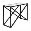 Pemberly Row Traditional 30' Geometric Metal Console Table in Black and Bronze