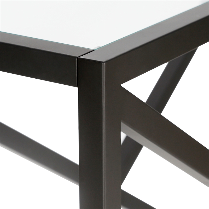 Pemberly Row Traditional 30' Geometric Metal Console Table in Black and Bronze
