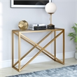 Pemberly Row Traditional 30' Geometric Metal Console Table in Brass